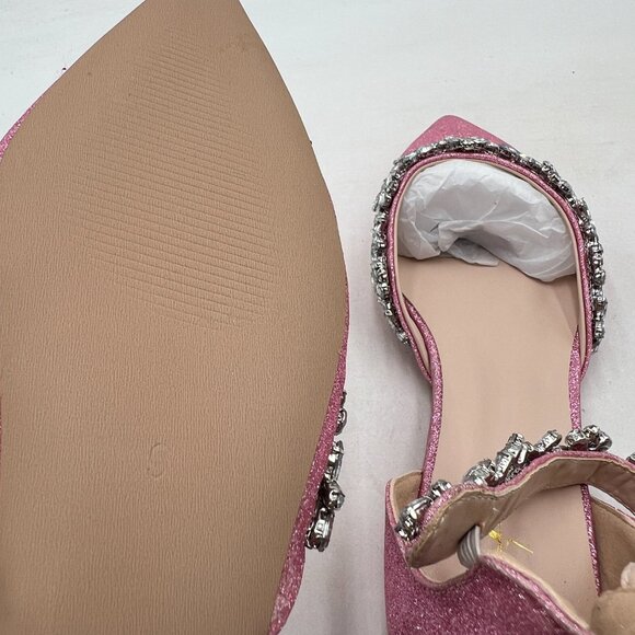 XYD Pink Glitter Pointed Toe D'Orsay Wedding Sandals Sparkly Rhinestones Shoes - Picture 6 of 8